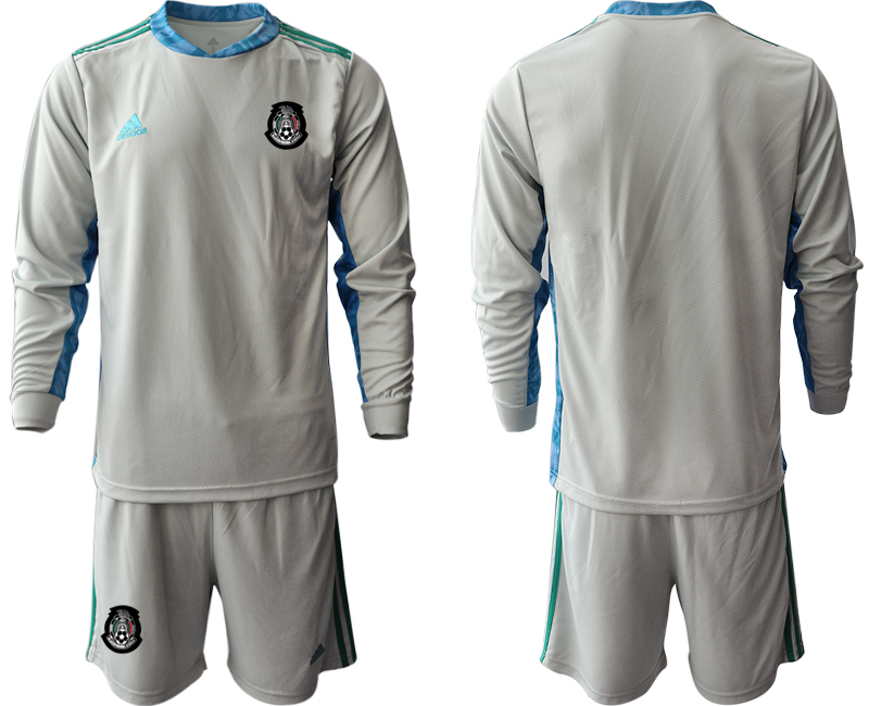 Men 2020-2021 Season National team Mexico goalkeeper Long sleeve grey Soccer Jersey->mexico jersey->Soccer Country Jersey
